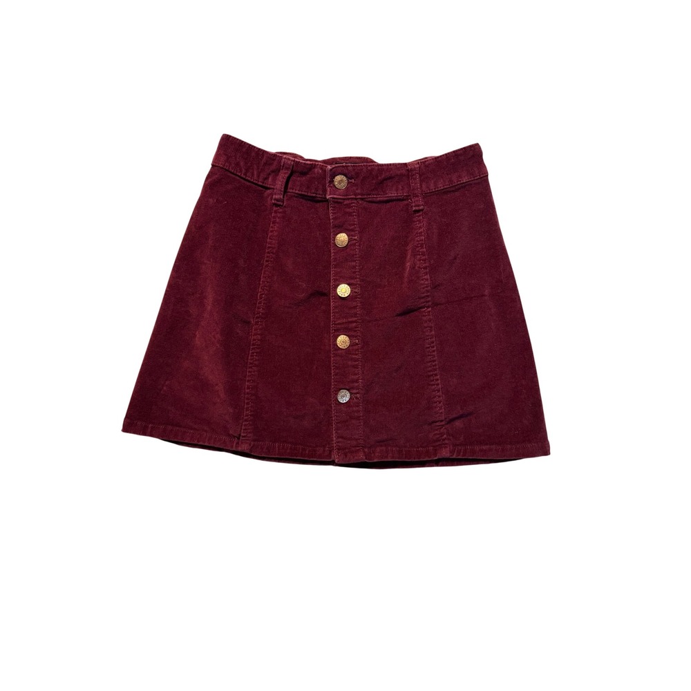 Celebrity Pink Burnt Red‎ Corduroy Button Front Mini Skirt Size 3/26 CJ50124G80